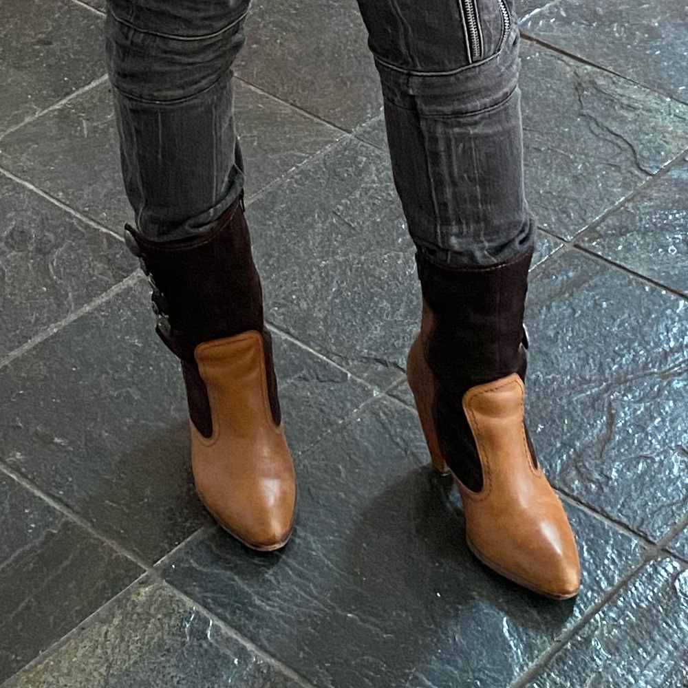 True Religion Hilda Brown Leather & Suede Bootie Boots
